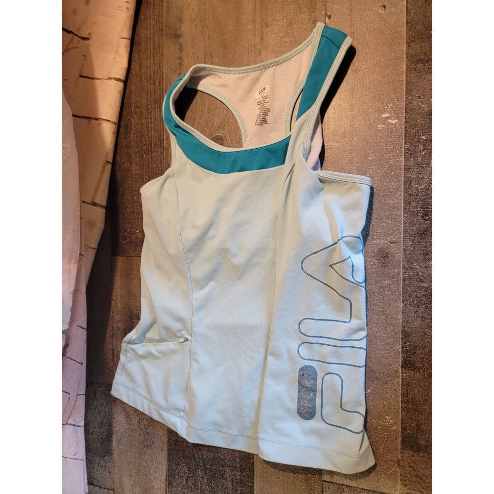 Women's Fila teal blue M tank top activewear‎